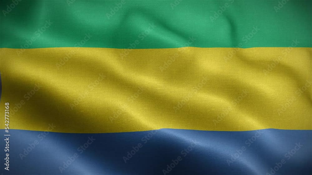 Flag of Gabon fluttering in the wind.
Flag of Gabon fluttering in the wind.