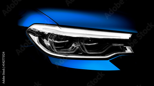 Adaptive LED Headlights of Expensive Luxury Car, Advanced Technology to Enhance Safety
