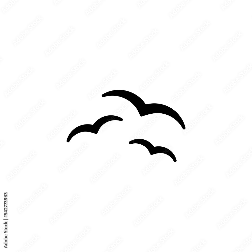 Naklejka premium Black Bird seagull icon isolated on white background.