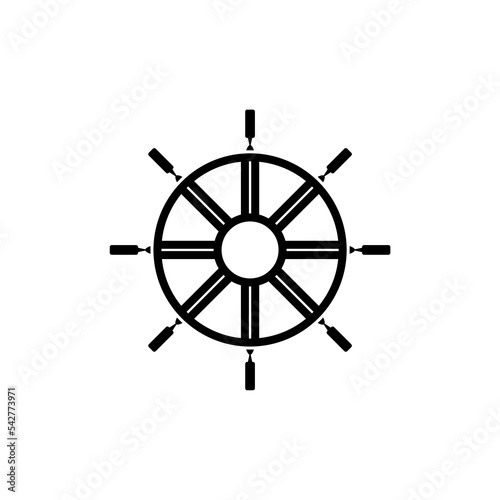 Steering wheel of the ship icon. Rudder icon. Rudder icon simple sign. Boat timon wheel icon.