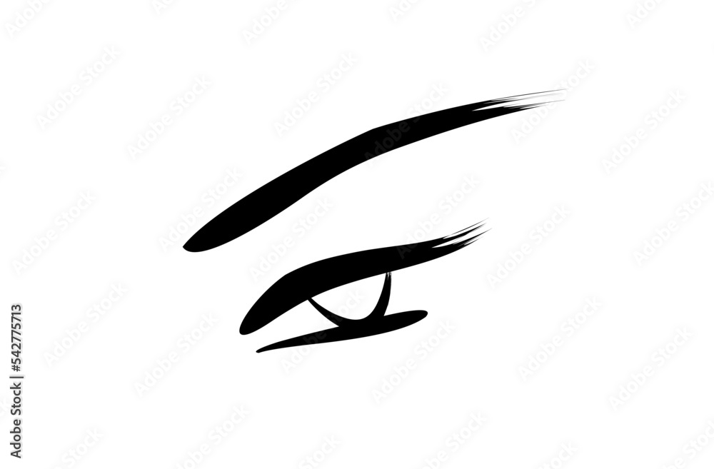 makeup icon. eye lashes logo. brush stroke sketch. beauty saloon. permanent eyebrow tattoo