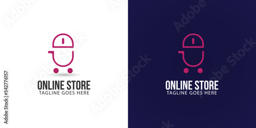 Online Shop Logo. Ecommerce Logo Design Vector.