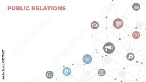 public relations icon concept: PR or media relations or marketing and publicity symbols. EPS 10 photo