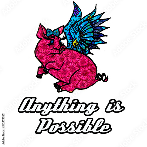 Bild auf Leinwand Anything is Possible Flying Pig