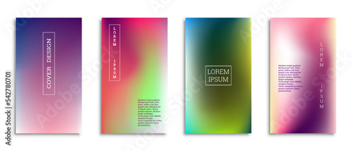 Bright gradient background for the cover. Set of 4 covers. Creative modern vector illustration. Holographic spectrum. © HALINA YERMAKOVA