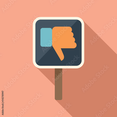 Dislike desk icon flat vector. Social feedback. Negative person