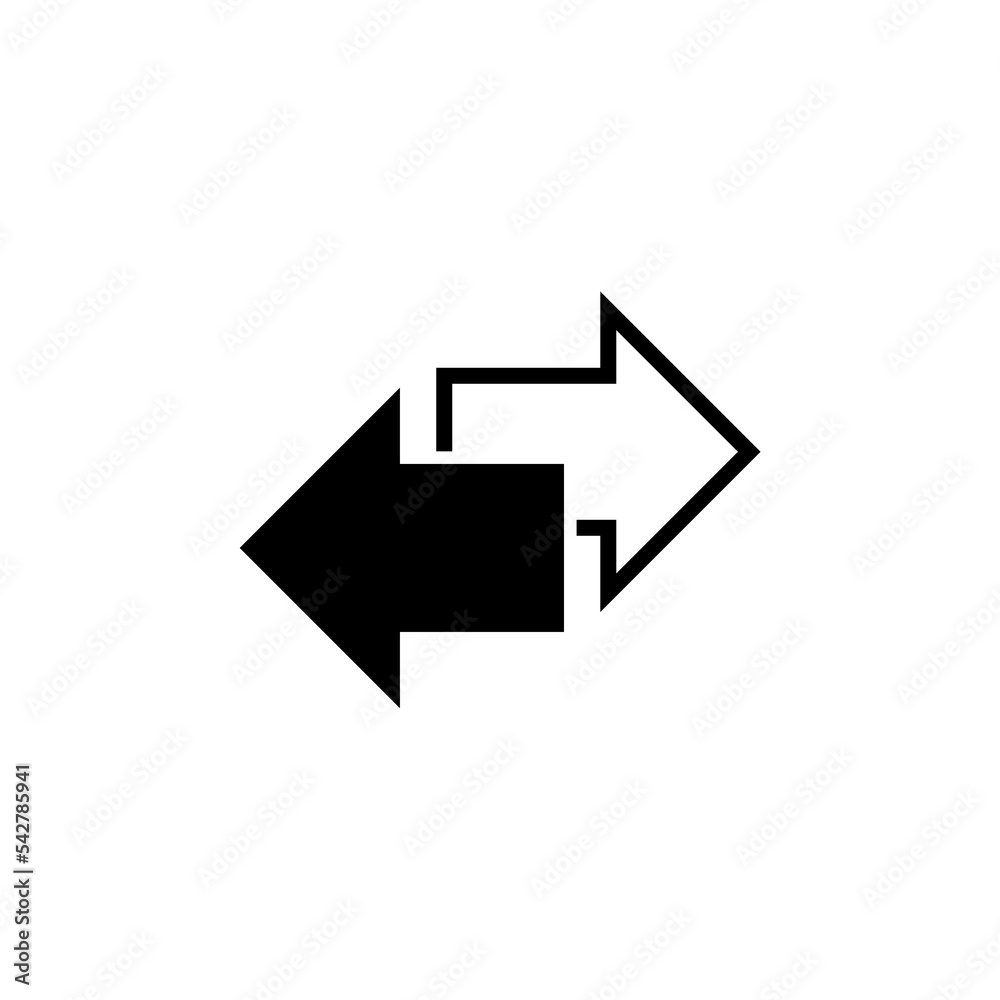 Isolated vector horizontal exchange arrows icon image on a white background. Isolated vector horizontal exchange arrows icon image on a white background.