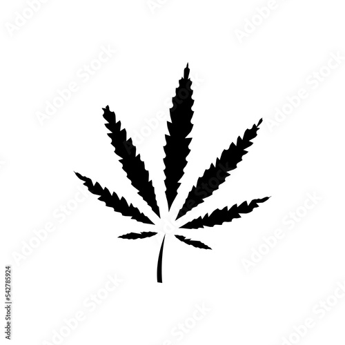Cannabis Leaf Sativa Smoke Black Silhouette Icon. Medical Weed Marijuana