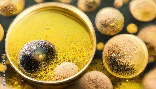 collagen bubble on molecule background concept