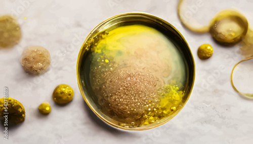 collagen bubble on molecule background concept