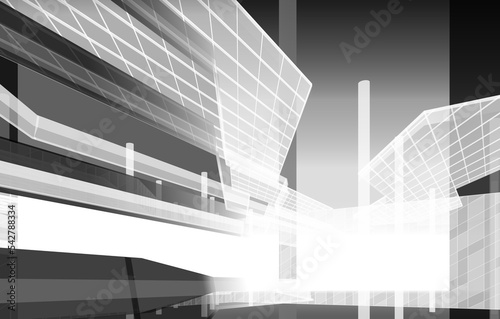 abstract modern architecture 3d rendering