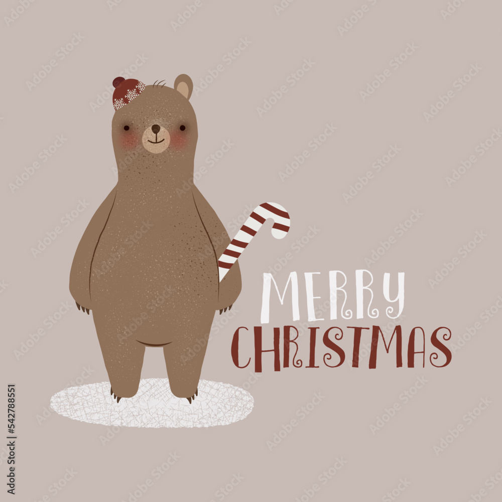 Obraz premium christmas teddy bear with candy cane