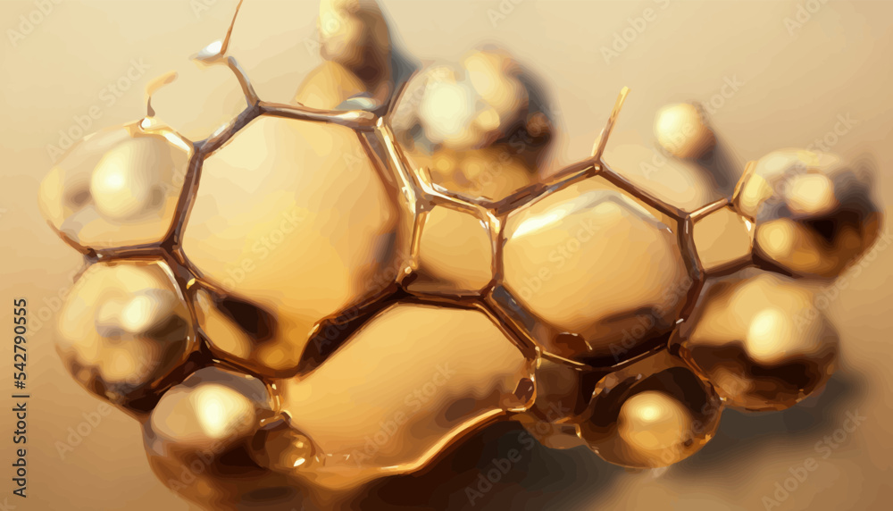 molecule on golden background concept skin care - obrazy, fototapety, plakaty 