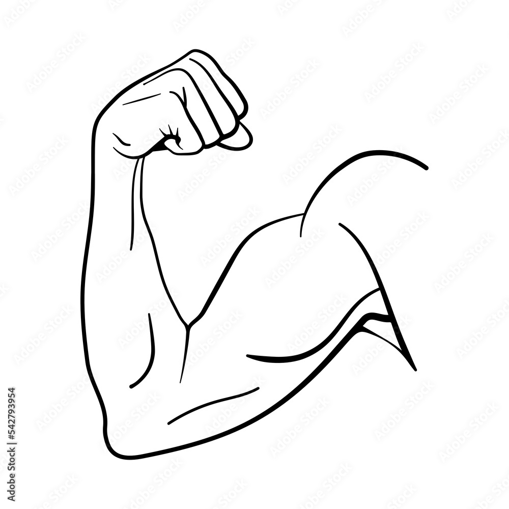 Strong bicep arm muscle for strength and fitness concept in vector icon - obrazy, fototapety, plakaty 