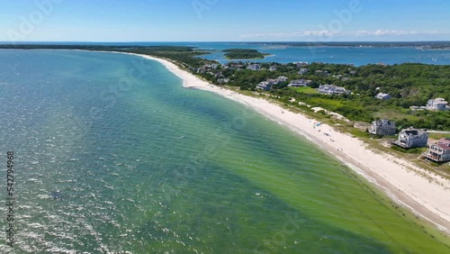 Seagull Beach aerial view in summer in West Yarmouth, Cape Cod, Massachusetts MA, USA.  photo