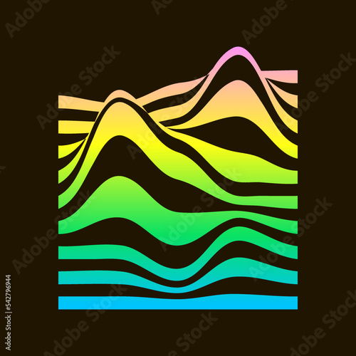 minimalistic abstract rainbow colors sign of wavy lines difusion