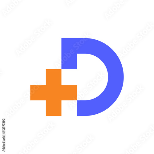 Letter D health medical logo design