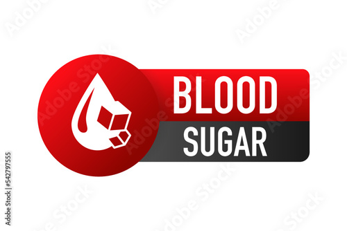 Diabetes icon - sugar cube dissolving inside blood drop. Vector illustration.