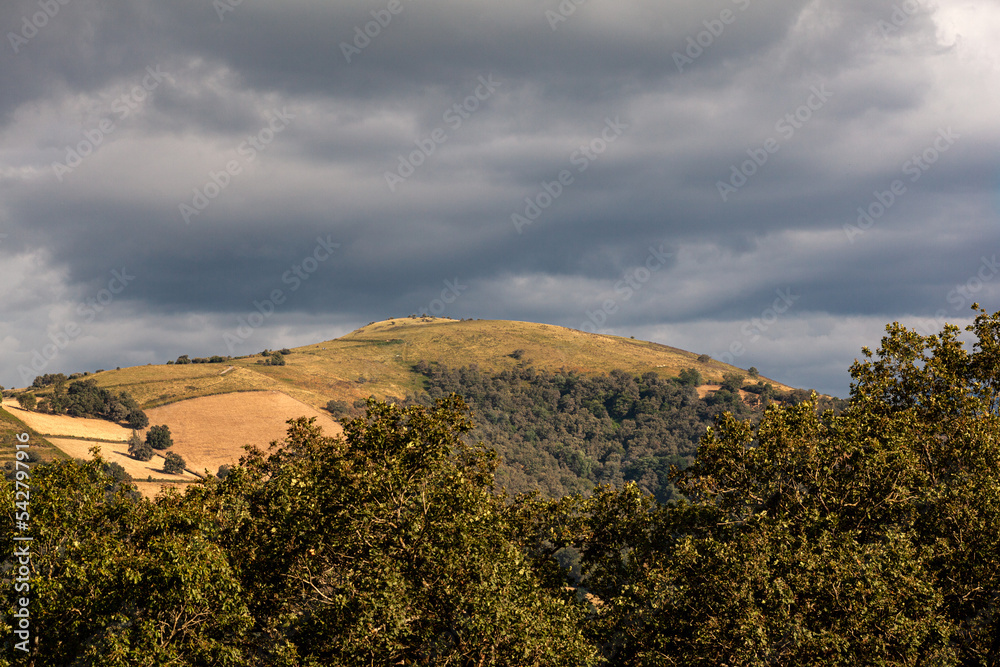 Top view of the french hills on the cloudy sky Top view of the french hills on the cloudy sky