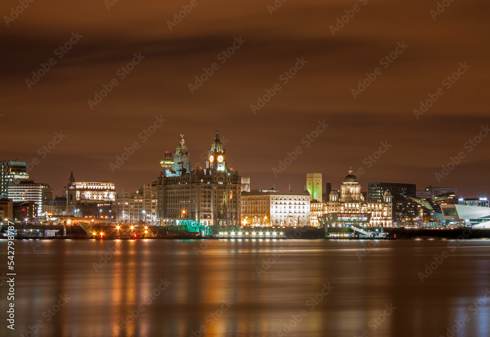 night view of the city of Liverpool waterfront