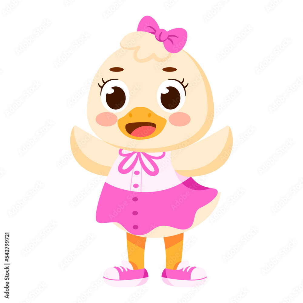 Obraz premium Isolated happy female duck character Vector