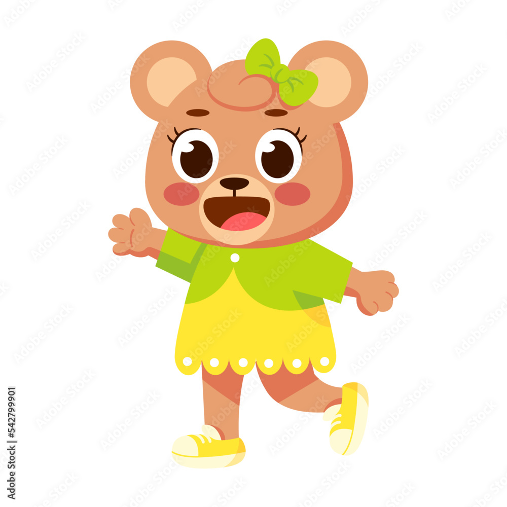Obraz premium Isolated happy female bear character Vector