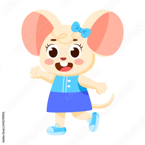 Isolated happy female mouse character Vector