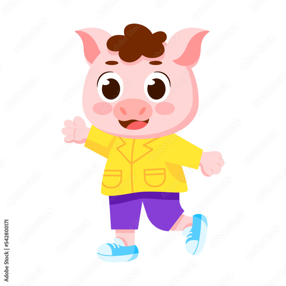 Fototapeta premium Isolated happy male pig character Vector