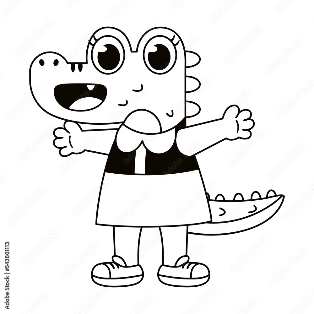 Fototapeta premium Isolated happy female alligator character Vector