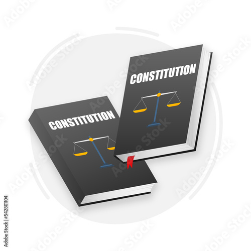 Constitution book. Law book in flat style. Vector illustration