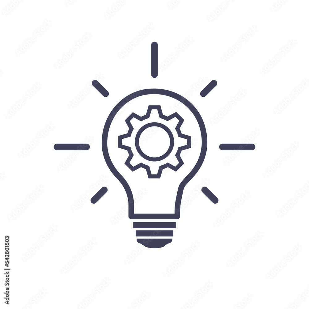 Inside the bulb and the wheel. Idea business concept. Isolated vector illustration. Inside the bulb and the wheel. Idea business concept. Isolated vector illustration.
