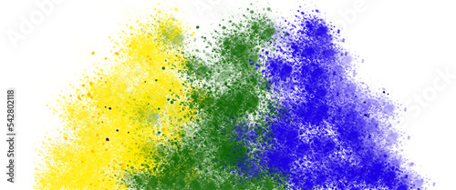 colorido bandeira brasileira verde amarelo azul cor holi tinta em pó explosão isolado fundo branco. brasil rio de janeiro carnaval catar photo