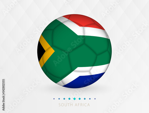 Football ball with South Africa flag pattern, soccer ball with flag of South Africa national team.