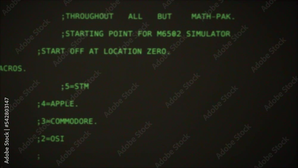 Retro pc with loading code console, programmer making scripts, green ...