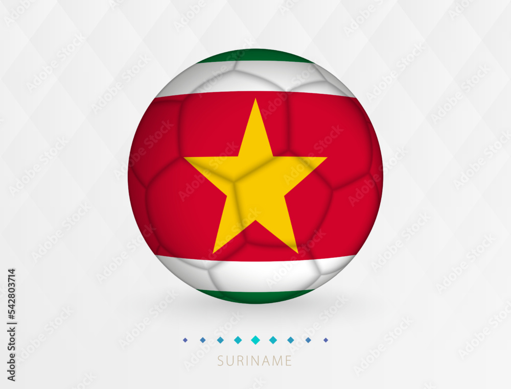 Football ball with Suriname flag pattern, soccer ball with flag of