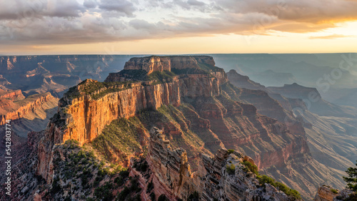 Sunset view of Wotans Throne at Cape Royal Point - Grand Canyon national Park - North Rim