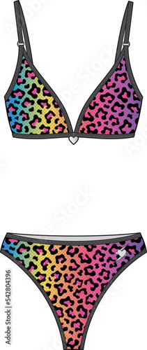beachwear color ful. underclother animal print. retro swimming