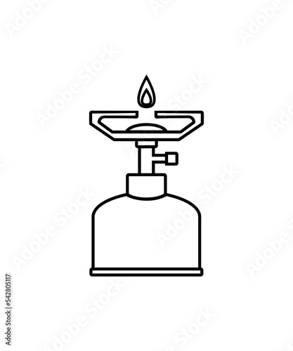 Trail stove line art vector. Gas burner stove.