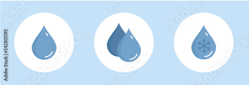 Blue water drop shape set.