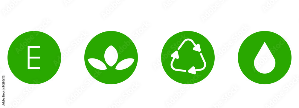 ecological icon set, green vector environment, energy sign and symbol concept on white background ecological icon set, green vector environment, energy sign and symbol concept on white background