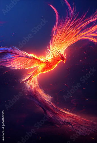 Fotografia concept art illustration of rebirth of phoenix fire bird