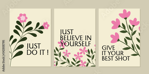wall art motivational quotes.hand drawn leaves.beautiful and elegant flower design. Minimalist design for poster, wallpaper,wall decor,interior,cover, postcard