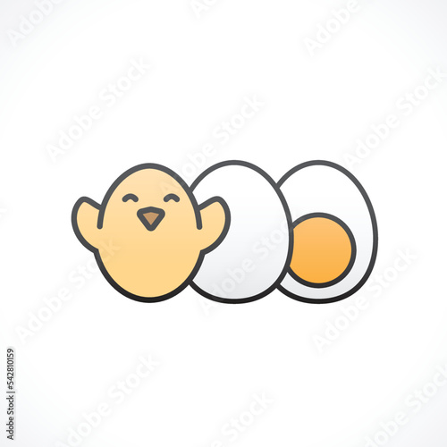 Whole and Half Eggs and Chick