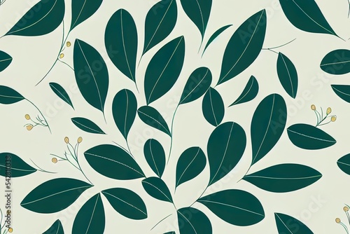 Elegant seamless pattern with delicate leaves. 2d illustrated Hand drawn floral background for fabric wallpaper print cover banner and invitation.