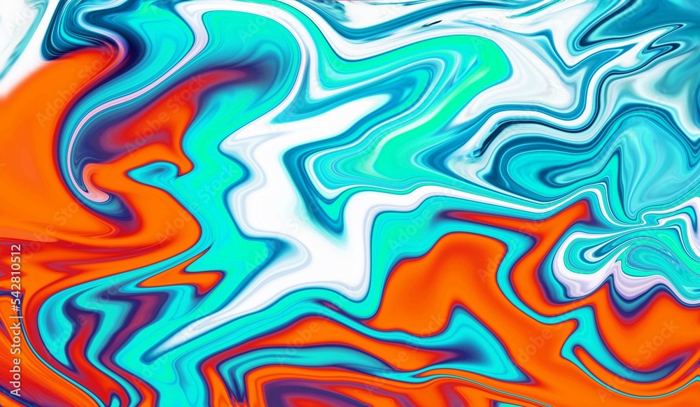 Hand Painted Background With Mixed Liquid Blue And Red Paints. Abstract Fluid Acrylic Painting. Marbled Colorful Abstract Background. Liquid Marble Pattern.
