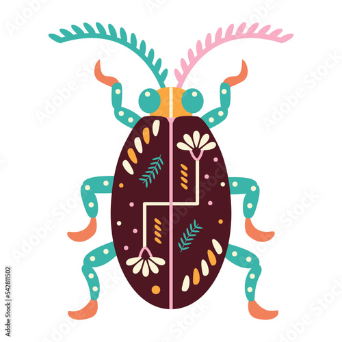 Isolated neutral colored cockroach bug with patterns Vector