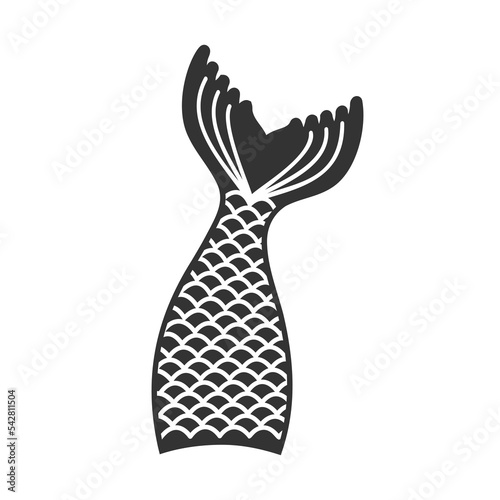 Mermaid tail silhouette. Props for girls party, greeting card or t-shirt print isolated on white background. Vector graphic illustration.