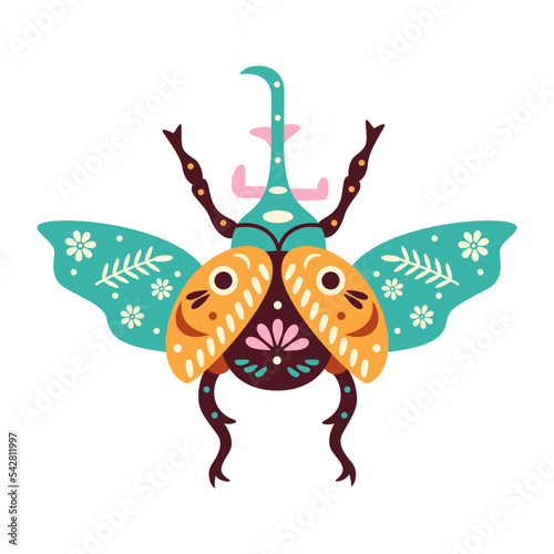 Isolated neutral colored beetle with patterns Vector