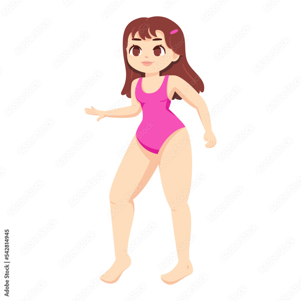 Isolated happy colored plus size model character Vector