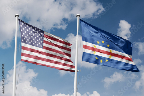 3D illustration, United States and Cape Verdea alliance and meeting, cooperation of states. photo